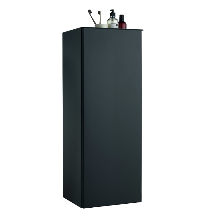 burgbad Fiumo Halbhoher Schrank 35 x 32 x 96 cm, 1 Tür, Anschlag links, mit Griff G0200, mit Einlegebox schwarz