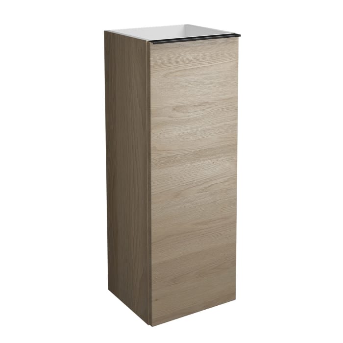 burgbad Fiumo Halbhoher Schrank 35 x 32 x 96 cm, 1 Tür, Anschlag links, mit Griff G0200, mit Einlegebox weiß