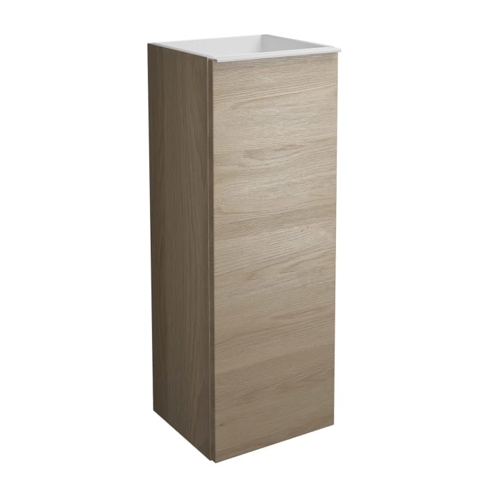 burgbad Fiumo Halbhoher Schrank 35 x 32 x 96 cm, 1 Tür, Anschlag links, mit Griff G0223, mit Einlegebox weiß