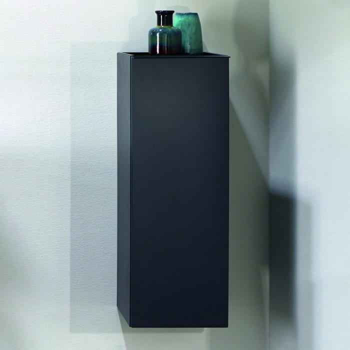 burgbad Fiumo Halbhoher Schrank 35 x 32 x 96 cm, 1 Tür, Anschlag links, mit Griff G0200, mit Einlegebox schwarz