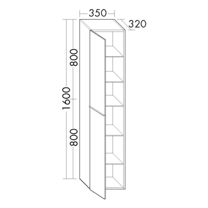 burgbad Fiumo Hochschrank 35 x 32 x 160 cm, 2 Türen, Anschlag links, mit Griff G0200