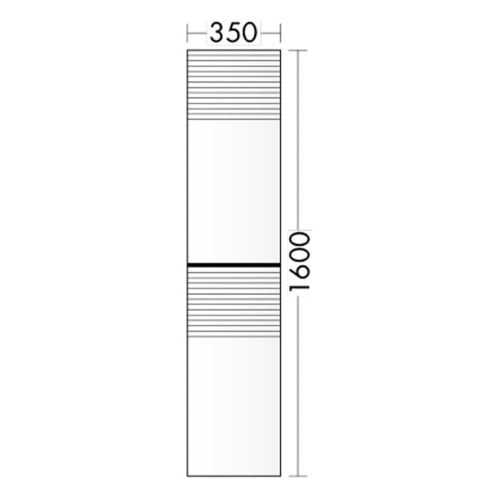 burgbad Fiumo Hochschrank 35 x 32 x 160 cm, 2 Türen, Anschlag rechts, mit Griff G0200, mit Plissée-Struktur oben und unten