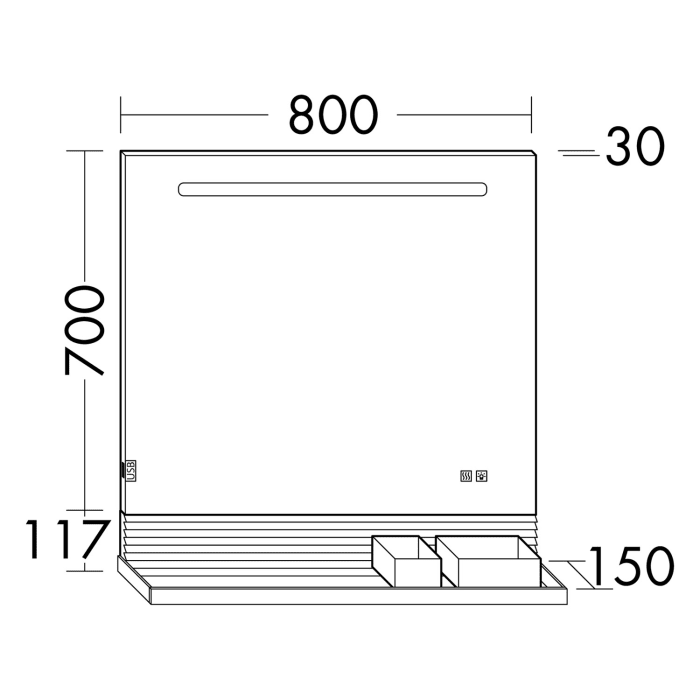 burgbad Fiumo Leuchtspiegel mit horizontaler LED-Beleuchtung 80 x 81,7 cm