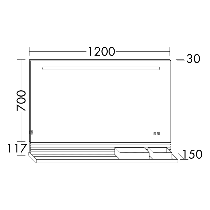 burgbad Fiumo Leuchtspiegel mit horizontaler LED-Beleuchtung 120 x 81,7 cm