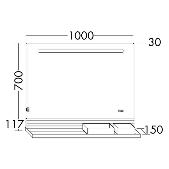 burgbad Fiumo Leuchtspiegel mit horizontaler LED-Beleuchtung 100 x 81,7 cm