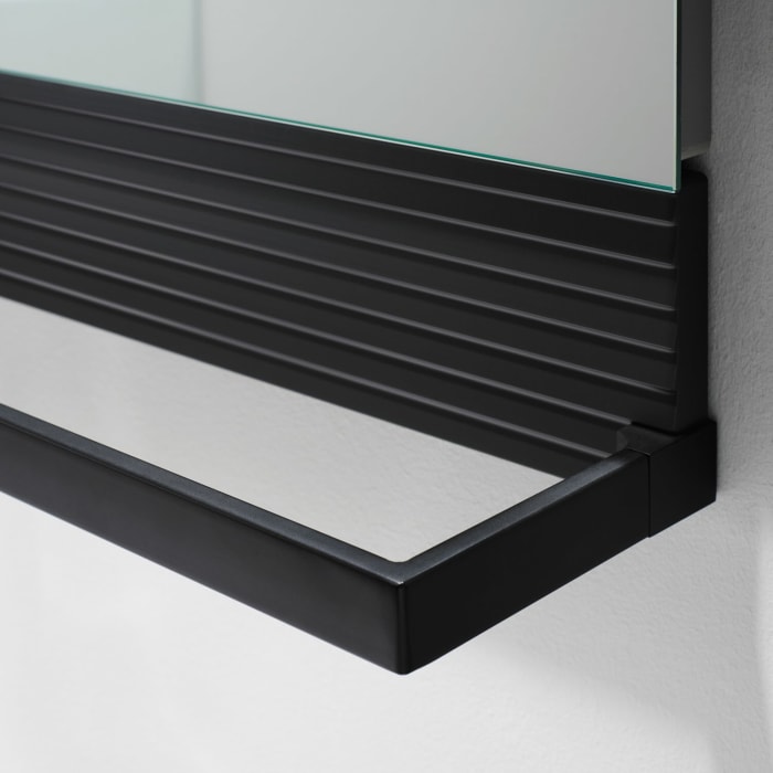 burgbad Fiumo Wandboard mit Metallreling 100 cm, Reling und Boxen in schwarz