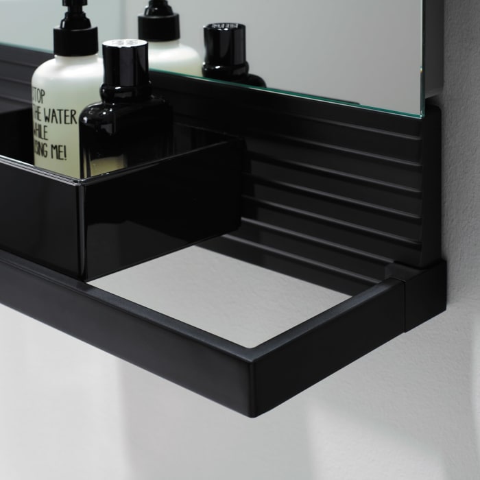 burgbad Fiumo Wandboard mit Metallreling 100 cm, Reling und Boxen in schwarz