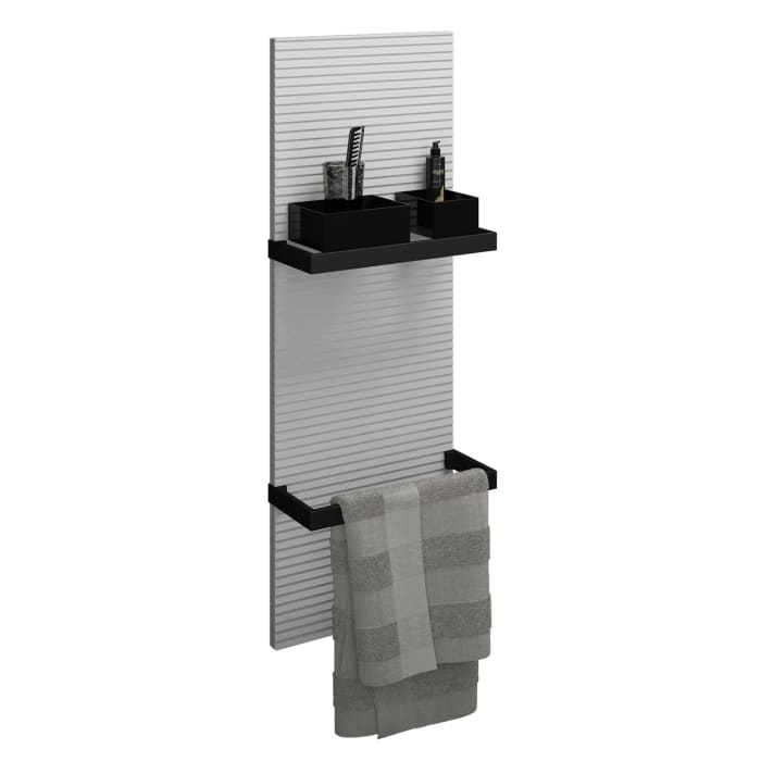 burgbad Fiumo Wandpaneel 35 x 100 cm mit Zubehör in schwarz