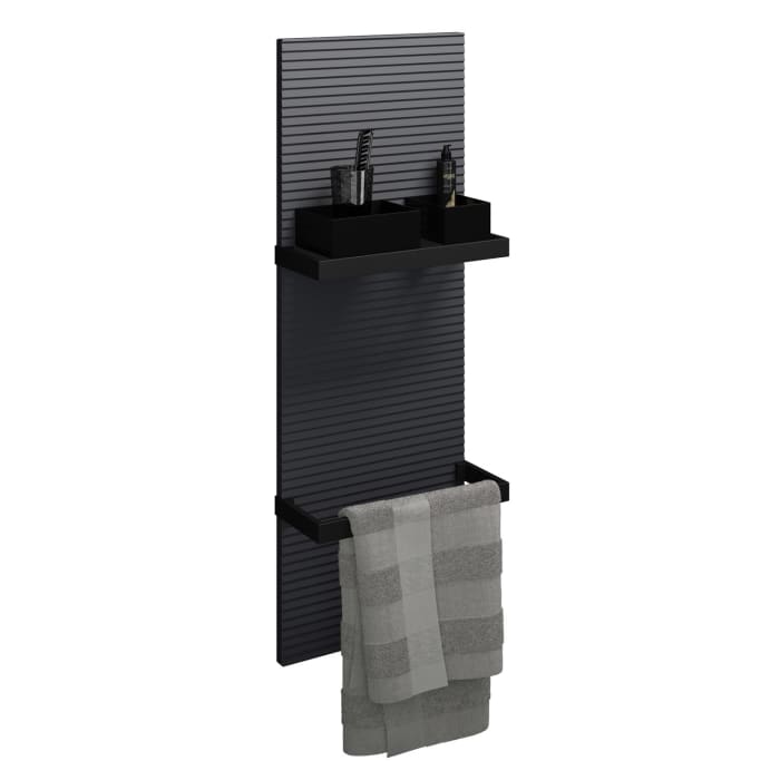 burgbad Fiumo Wandpaneel 35 x 100 cm mit Zubehör in schwarz
