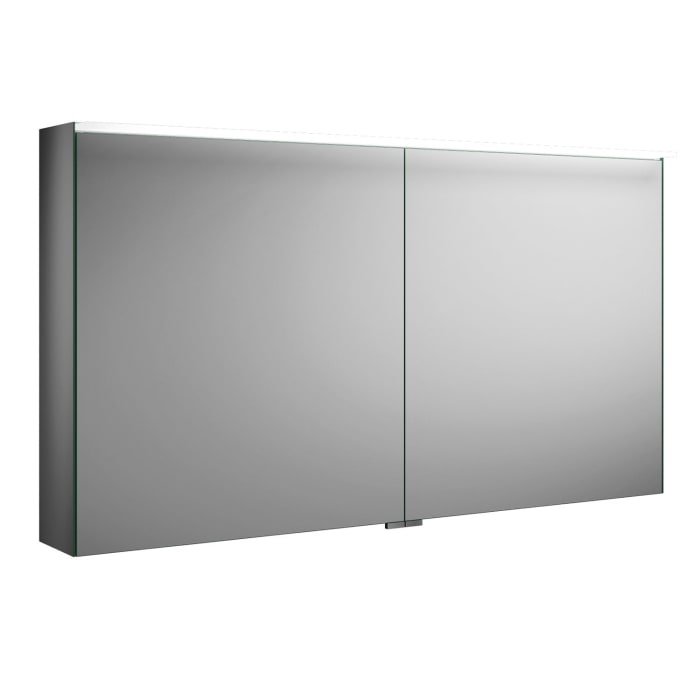 burgbad Fiumo Spiegelschrank mit LED-Aufsatzleuchte 120,6 x 20 x 67 cm, 2 Spiegeltüren