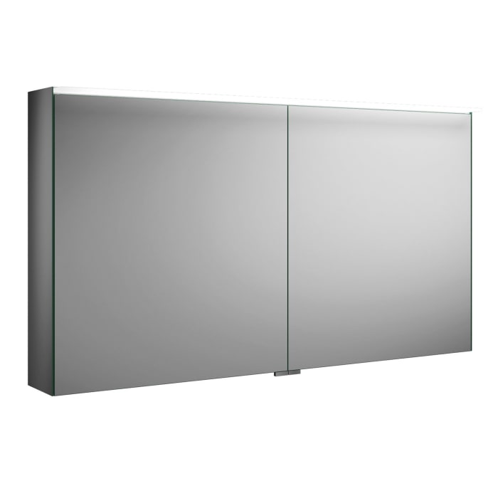 burgbad Fiumo Spiegelschrank mit LED-Aufsatzleuchte 120,6 x 20 x 67 cm, 2 Spiegeltüren