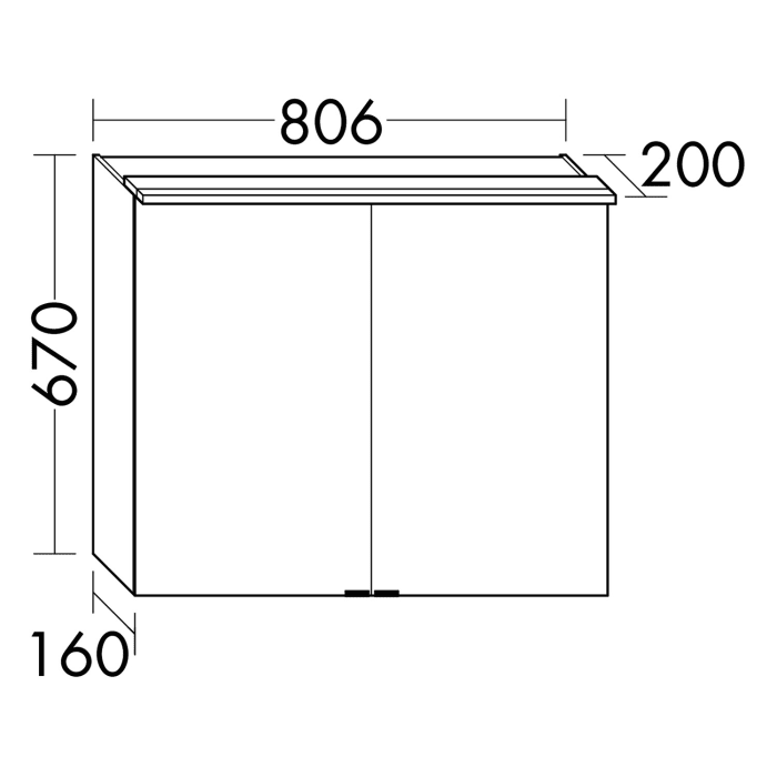 burgbad Fiumo Spiegelschrank mit LED-Aufsatzleuchte 80,6 x 20 x 67 cm, 2 Spiegeltüren
