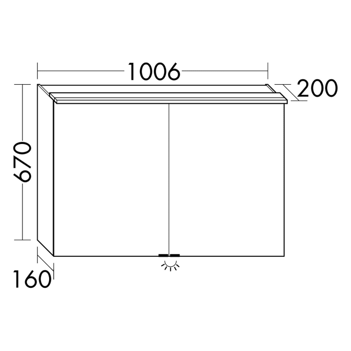 burgbad Fiumo Spiegelschrank mit LED-Aufsatzleuchte 100,6 x 20 x 67 cm, 2 Spiegeltüren