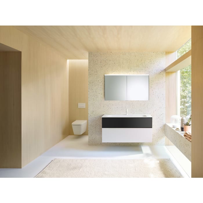 burgbad Fiumo Spiegelschrank mit LED-Aufsatzleuchte 120,6 x 20 x 67 cm, 2 Spiegeltüren