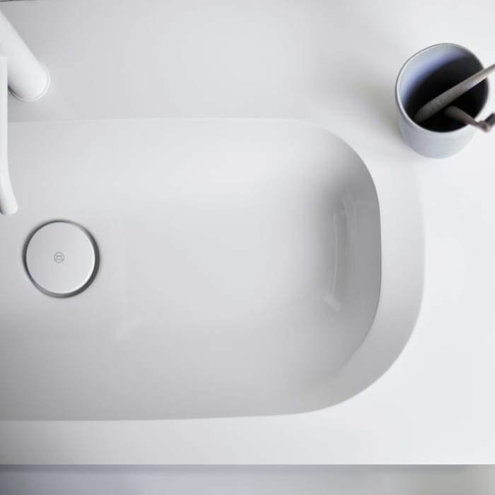 burgbad Fiumo Mineralguss-Waschtisch mit Unterschrank 122 cm, mit 1 Hahnloch, mit Griff G0200