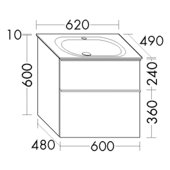 burgbad Fiumo Mineralguss-Waschtisch mit Unterschrank 62 cm, mit Griff G0223