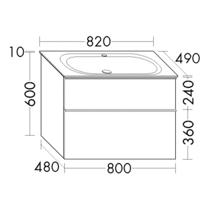 burgbad Fiumo Mineralguss-Waschtisch mit Unterschrank 82 cm, mit Griff G0223