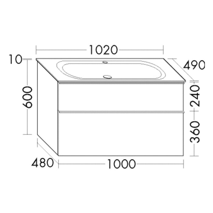 burgbad Fiumo Mineralguss-Waschtisch mit Unterschrank 102 cm, mit Griff G0200
