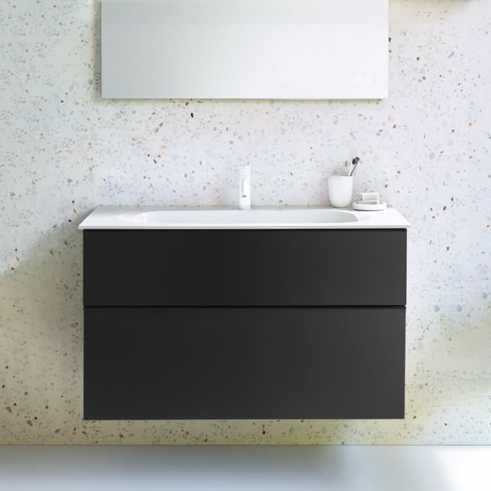 burgbad Fiumo Mineralguss-Waschtisch mit Unterschrank 102 cm, mit Griff G0200