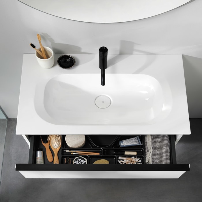 burgbad Fiumo Mineralguss-Waschtisch mit Unterschrank 62 cm, mit Griff G0200