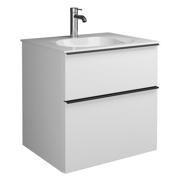 burgbad Fiumo Mineralguss-Waschtisch mit Unterschrank 62 cm, mit Griff G0200