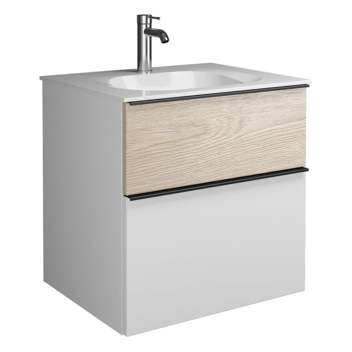 burgbad Fiumo Mineralguss-Waschtisch mit Unterschrank 62 cm, mit Griff G0200