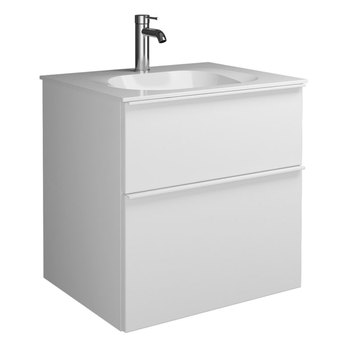 burgbad Fiumo Mineralguss-Waschtisch mit Unterschrank 62 cm, mit Griff G0223