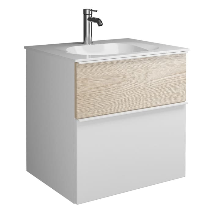 burgbad Fiumo Mineralguss-Waschtisch mit Unterschrank 62 cm, mit Griff G0223