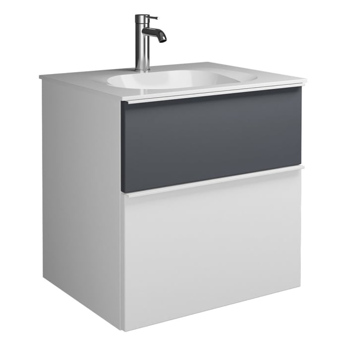 burgbad Fiumo Mineralguss-Waschtisch mit Unterschrank 62 cm, mit Griff G0223