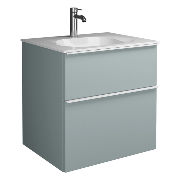 burgbad Fiumo Mineralguss-Waschtisch mit Unterschrank 62 cm, mit Griff G0223