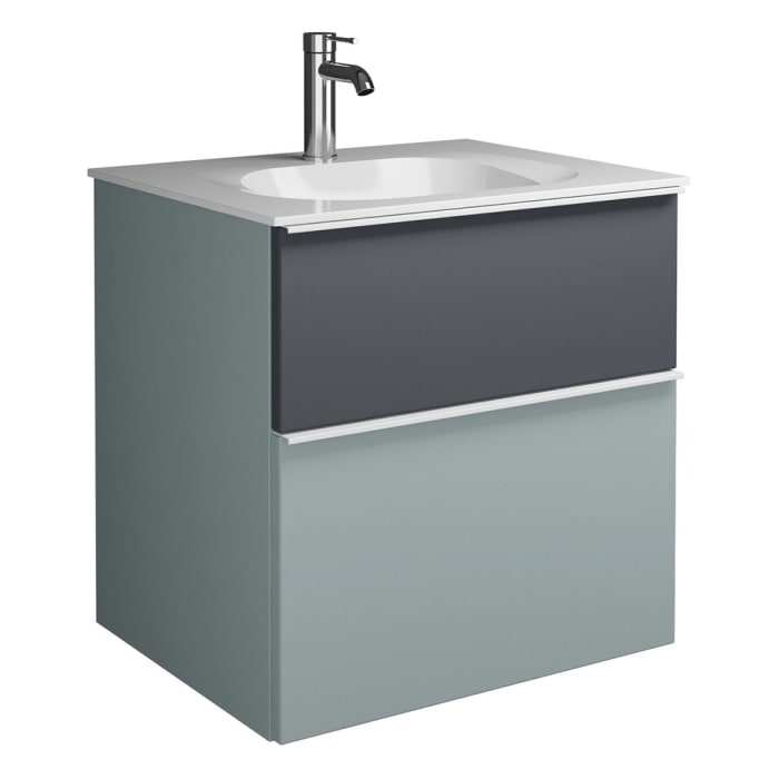 burgbad Fiumo Mineralguss-Waschtisch mit Unterschrank 62 cm, mit Griff G0223