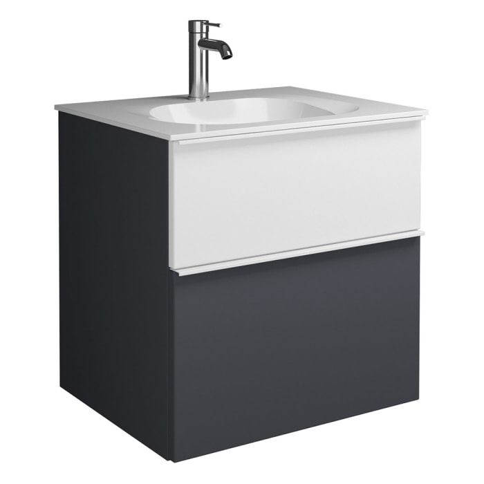 burgbad Fiumo Mineralguss-Waschtisch mit Unterschrank 62 cm, mit Griff G0223