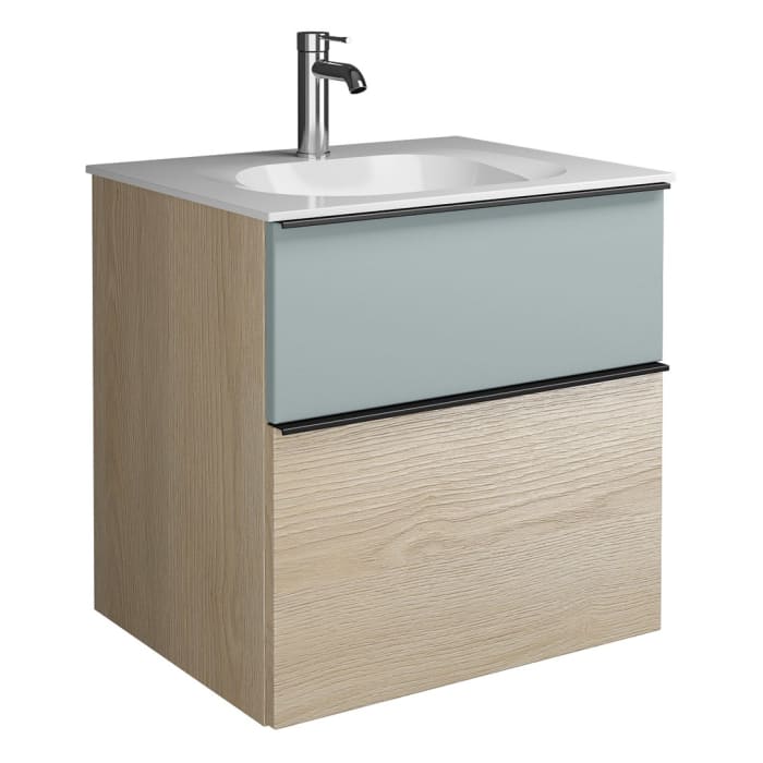 burgbad Fiumo Mineralguss-Waschtisch mit Unterschrank 62 cm, mit Griff G0200