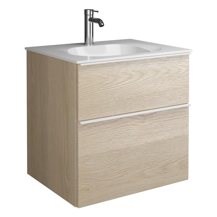 burgbad Fiumo Mineralguss-Waschtisch mit Unterschrank 62 cm, mit Griff G0223