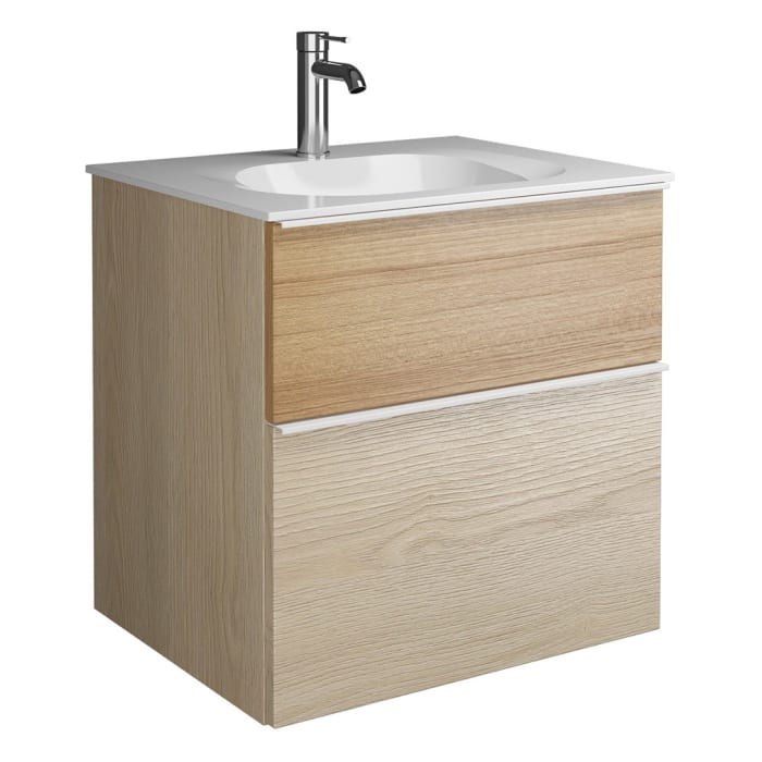 burgbad Fiumo Mineralguss-Waschtisch mit Unterschrank 62 cm, mit Griff G0223