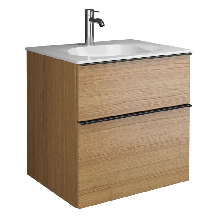 burgbad Fiumo Mineralguss-Waschtisch mit Unterschrank 62 cm, mit Griff G0200