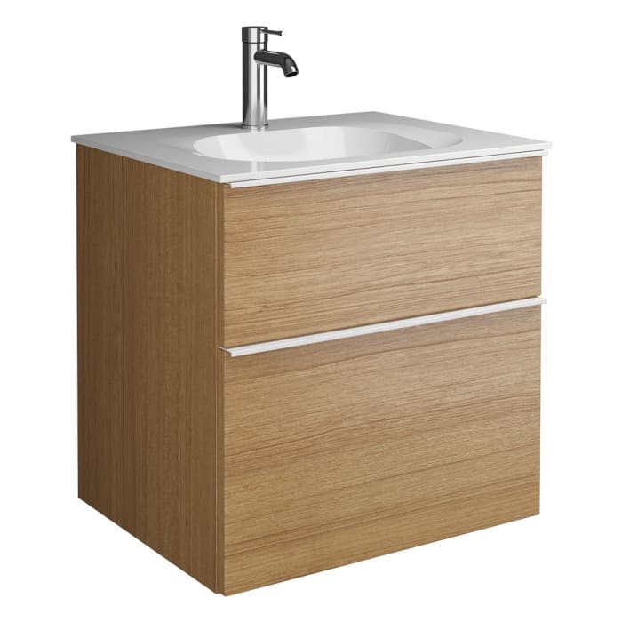 burgbad Fiumo Mineralguss-Waschtisch mit Unterschrank 62 cm, mit Griff G0223