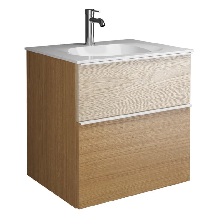 burgbad Fiumo Mineralguss-Waschtisch mit Unterschrank 62 cm, mit Griff G0223