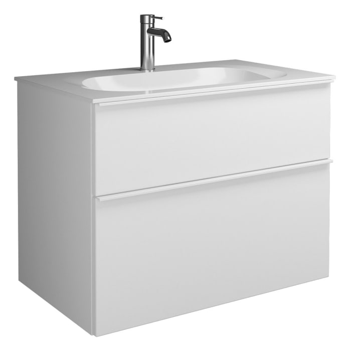 burgbad Fiumo Mineralguss-Waschtisch mit Unterschrank 82 cm, mit Griff G0223