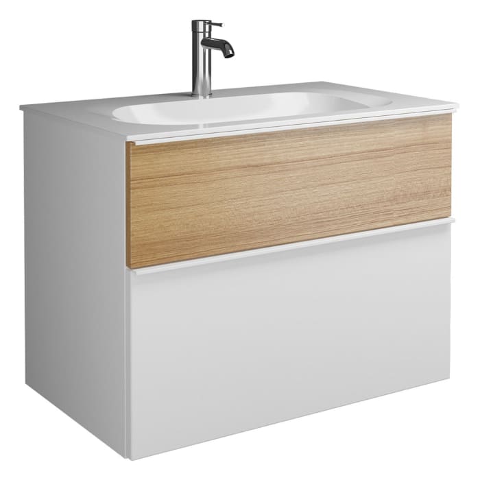 burgbad Fiumo Mineralguss-Waschtisch mit Unterschrank 82 cm, mit Griff G0223