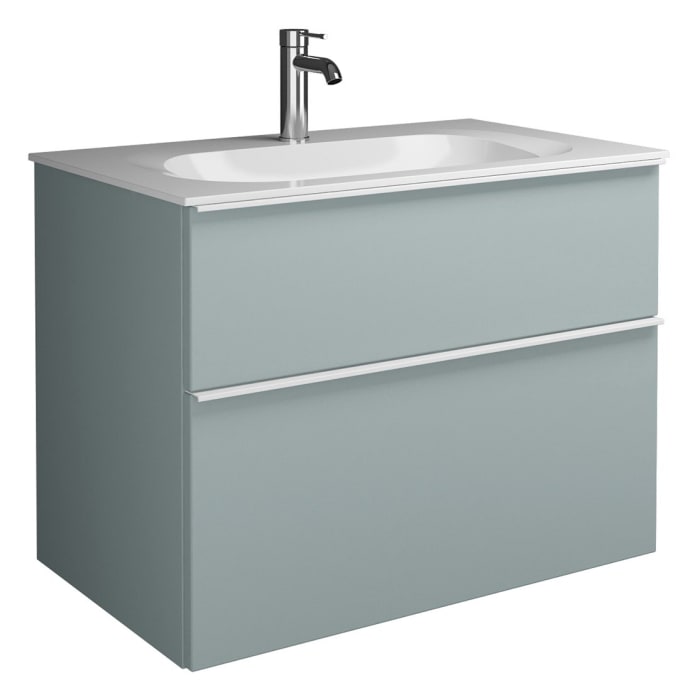 burgbad Fiumo Mineralguss-Waschtisch mit Unterschrank 82 cm, mit Griff G0223