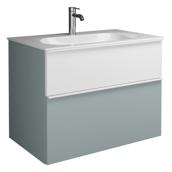 burgbad Fiumo Mineralguss-Waschtisch mit Unterschrank 82 cm, mit Griff G0223