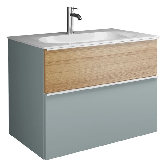 burgbad Fiumo Mineralguss-Waschtisch mit Unterschrank 82 cm, mit Griff G0223