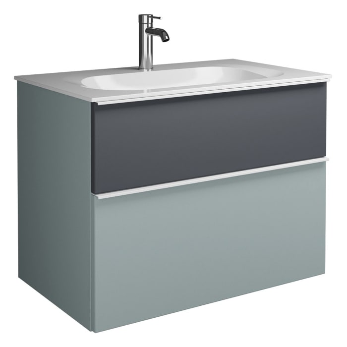 burgbad Fiumo Mineralguss-Waschtisch mit Unterschrank 82 cm, mit Griff G0223