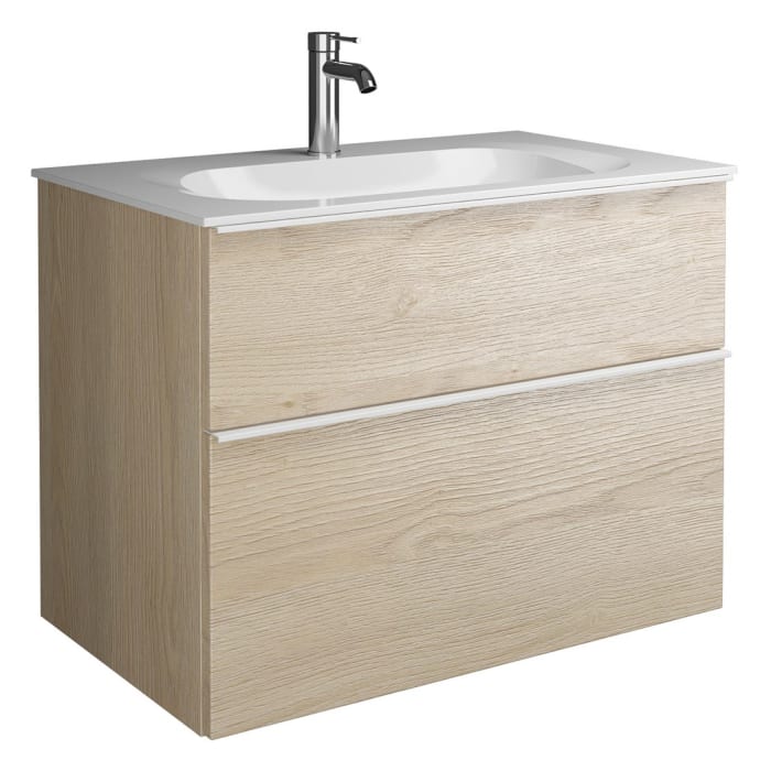 burgbad Fiumo Mineralguss-Waschtisch mit Unterschrank 82 cm, mit Griff G0223