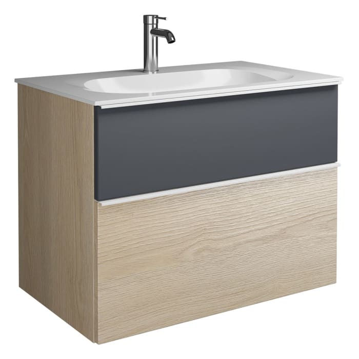 burgbad Fiumo Mineralguss-Waschtisch mit Unterschrank 82 cm, mit Griff G0223