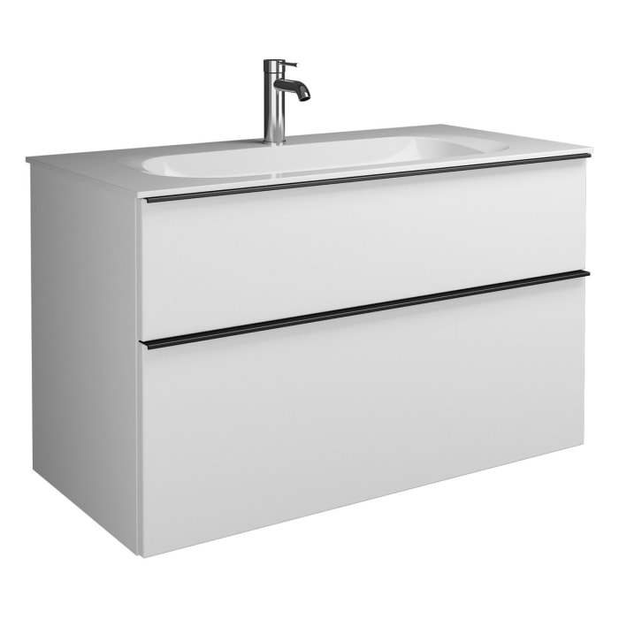 burgbad Fiumo Mineralguss-Waschtisch mit Unterschrank 102 cm, mit Griff G0200