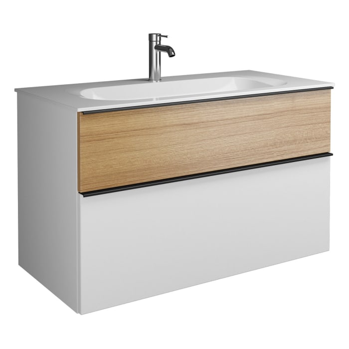 burgbad Fiumo Mineralguss-Waschtisch mit Unterschrank 102 cm, mit Griff G0200