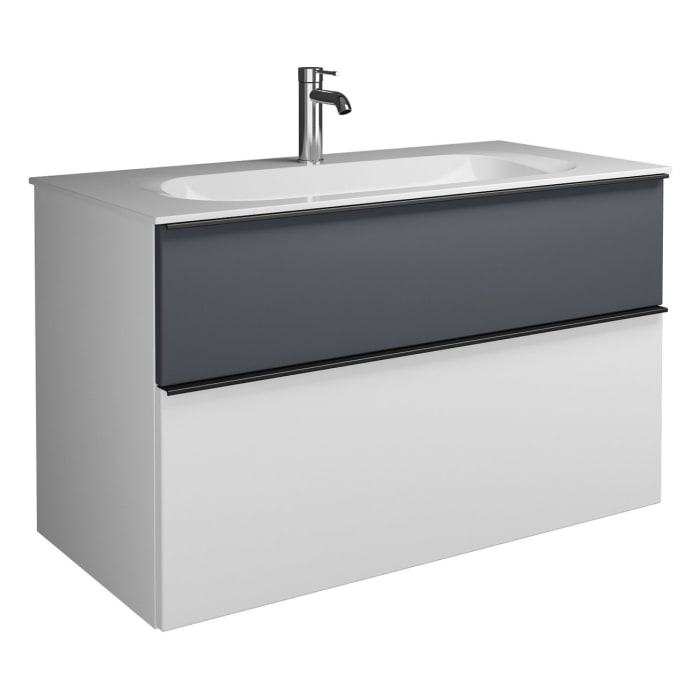 burgbad Fiumo Mineralguss-Waschtisch mit Unterschrank 102 cm, mit Griff G0200