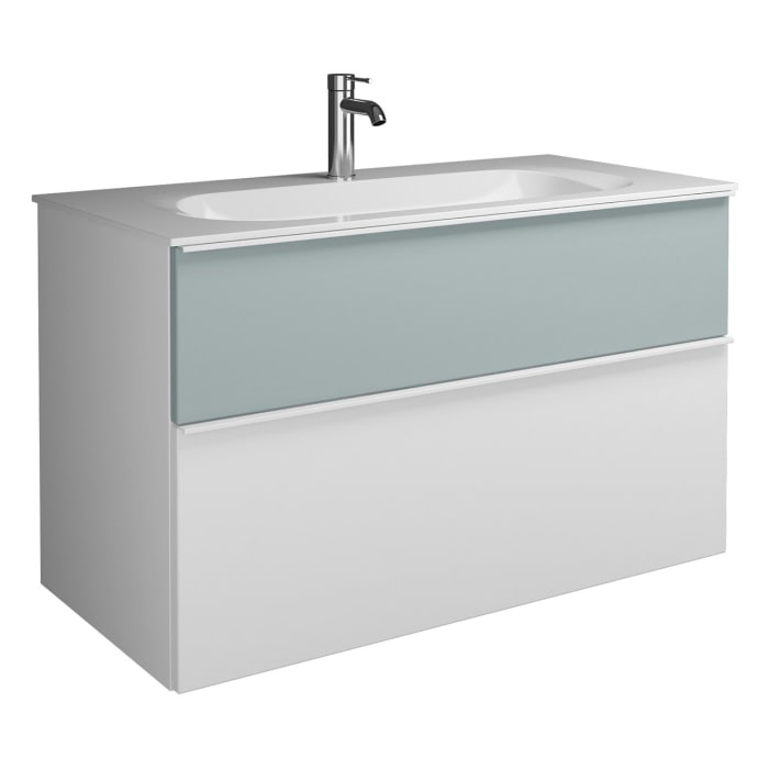 burgbad Fiumo Mineralguss-Waschtisch mit Unterschrank 102 cm, mit Griff G0223